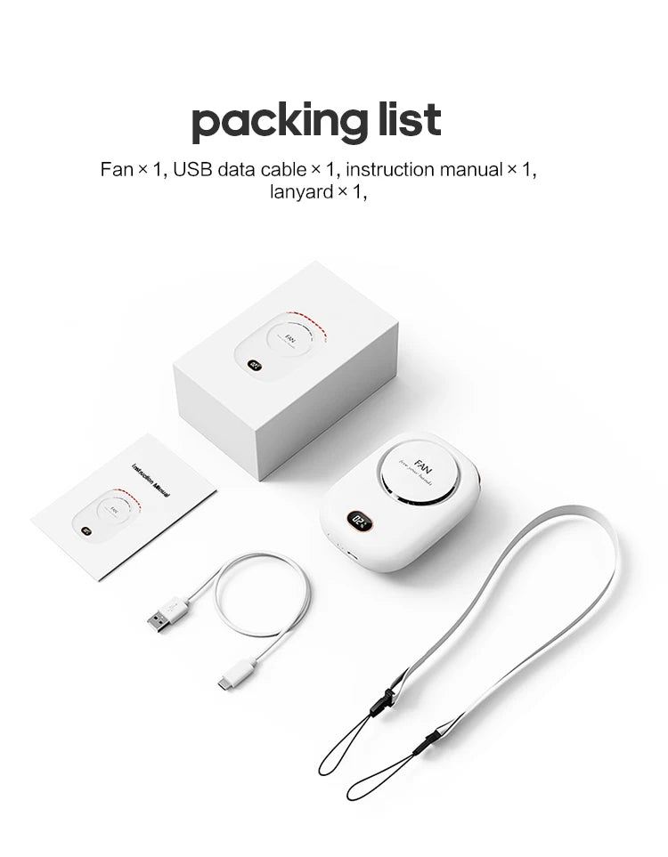 Portable Hanging Neck Fan Mini Cooling Waist Fans Bladeless USB Rechargeable Sports Cooler Fan for Outdoor Use