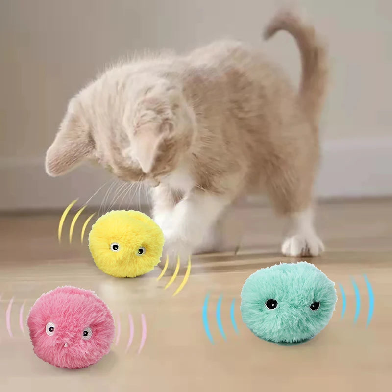 Interactive Ball Smart Cat Toys Plush Electric Catnip Squeak Toy for Kittens