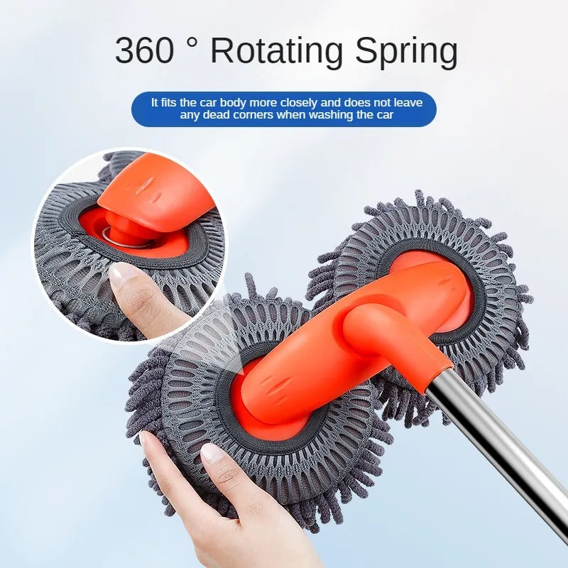 LEIBOO Telescopic Car Cleaning Brush Mop with Double Brush Head for Roof and Window Washing