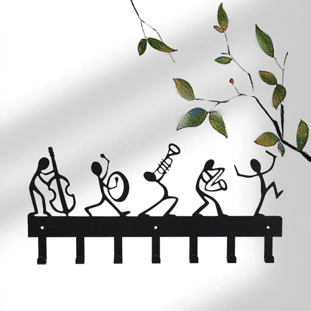 Metal Symphony Orchestra Key Holder Hooks Rack 11.81 Inches