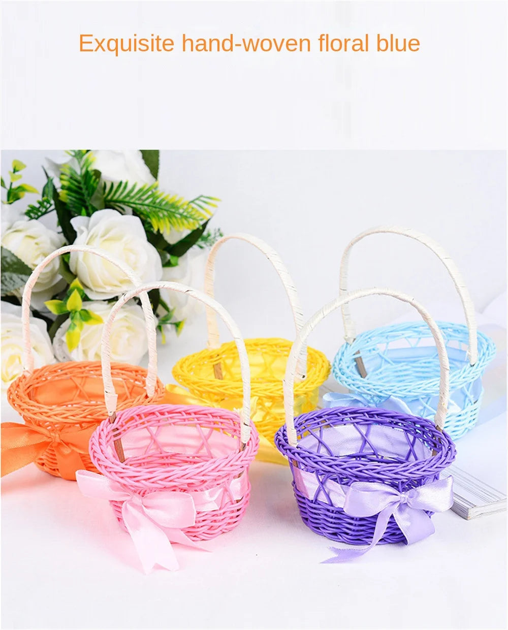 1PC Round Small Flower Storage Basket Hand-Woven Decorative Home Basket