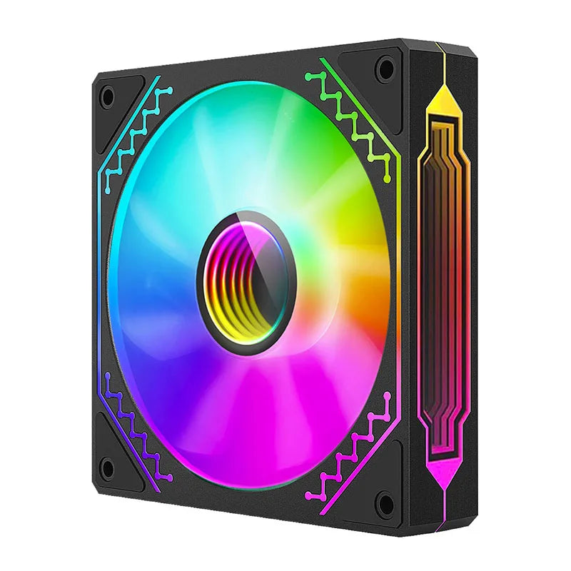 Ventilador para caja de PC TEUCER Prism12025 de 120 mm, 5 V, 3 pines, ARGB, efecto de luz de espejo cíclico, PWM, 800 a 2000 RPM, juego de 3 piezas
