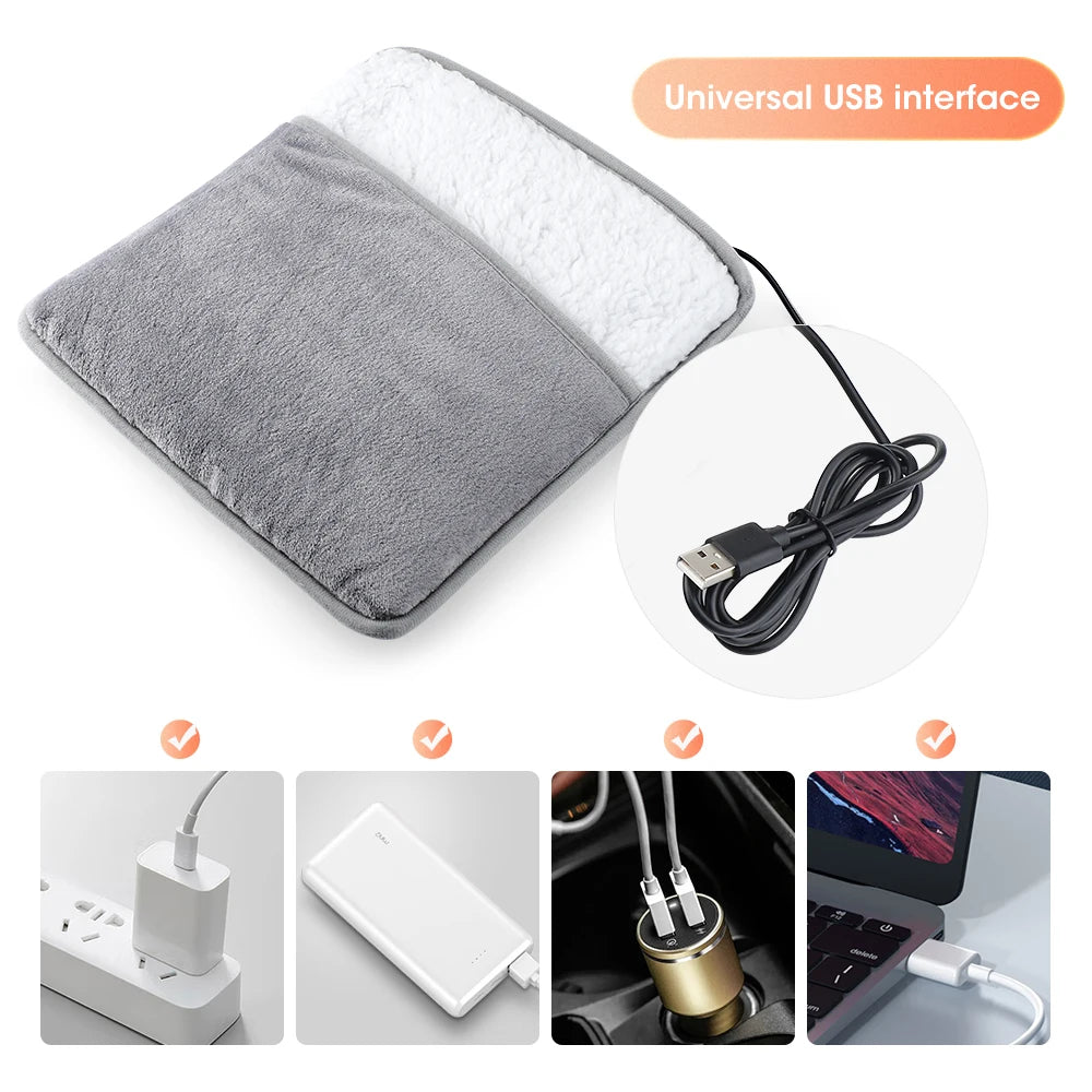 USB Foot Heating Pad - Soft Plush Washable Foot Warmer for Cozy Winter Comfort