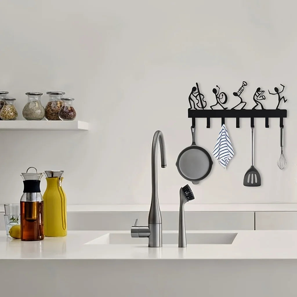 Metal Symphony Orchestra Key Holder Hooks Rack 11.81 Inches