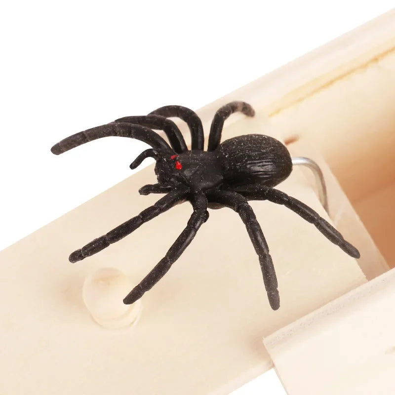 Trick Spider Funny Scare Box Wooden Prank Toy for Friends