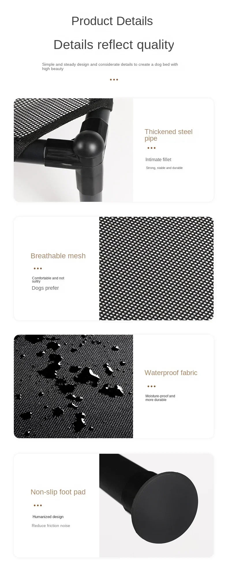 Elevated Pet Bed for Dogs and Cats Portable Folding Camping Bed Removable Washable Design for All Seasons Cozy Pet Kennel and Puppy Bed