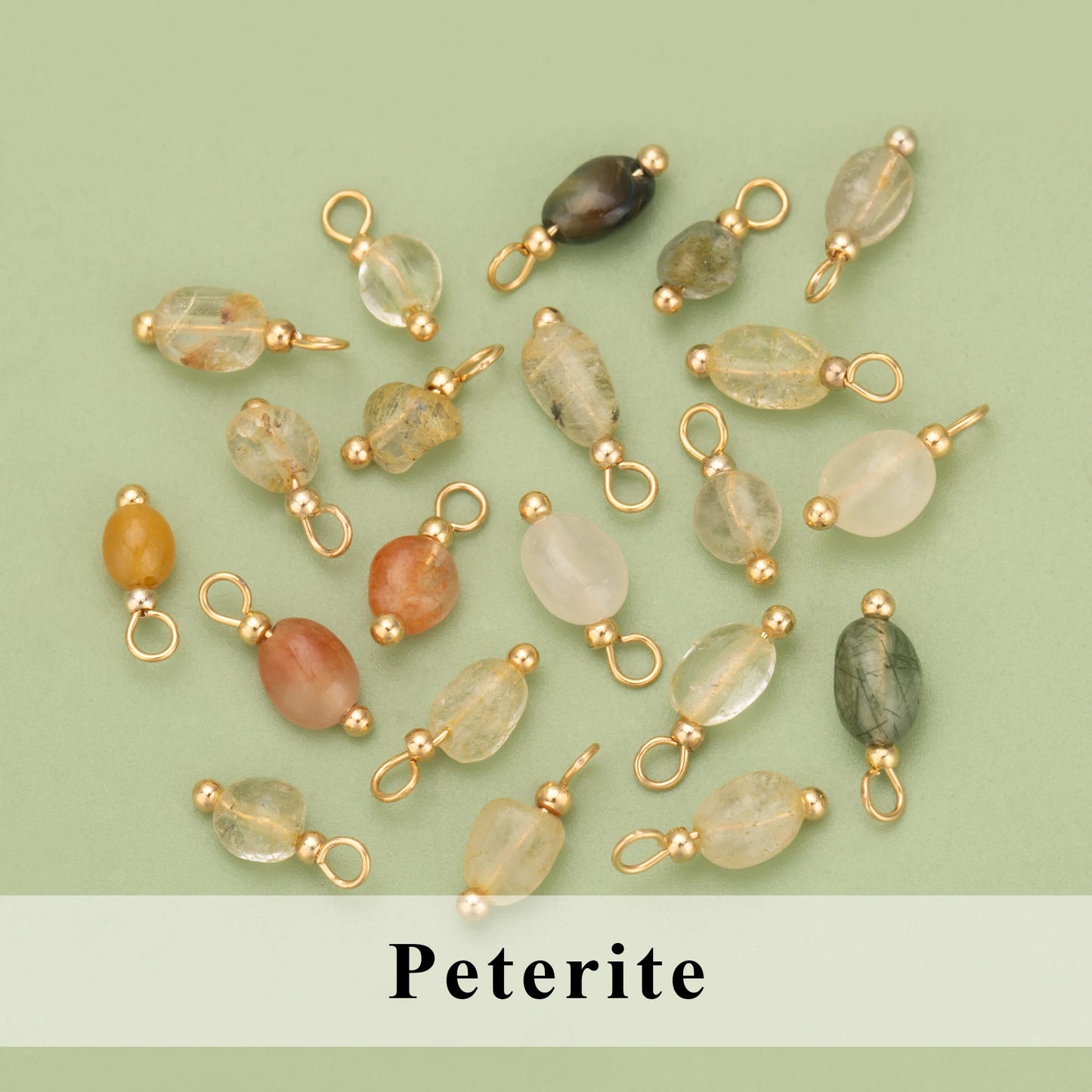 YEGUI C324S 20pcs Natural Stone Charms 18K Gold Plated