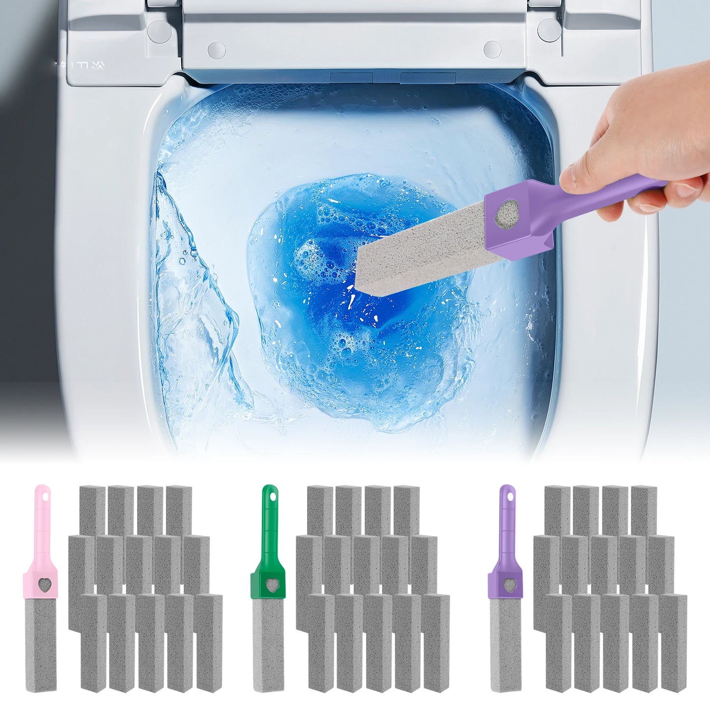 15 Piece Pumice Stone Toilet Bowl Cleaner Set with Ergonomic Handle for Effortless Bathroom Cleaning