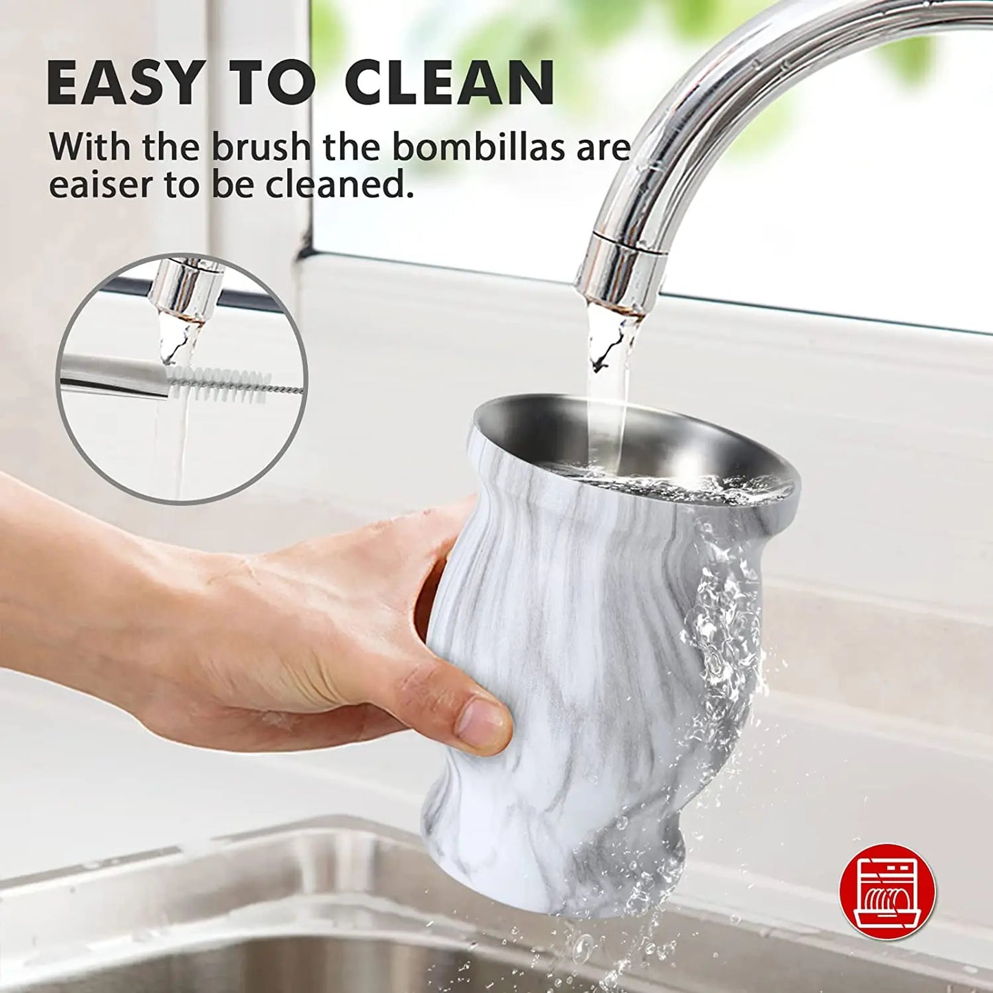 Yerba Mate Natural Gourd Tea Cup Set With Lid 230ML Includes 2 Bombillas