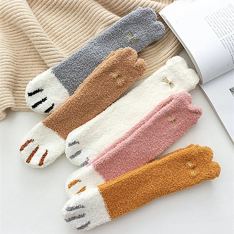 Socks Women Thicken Warm Cute Cat Paw Colorful Winter Sox