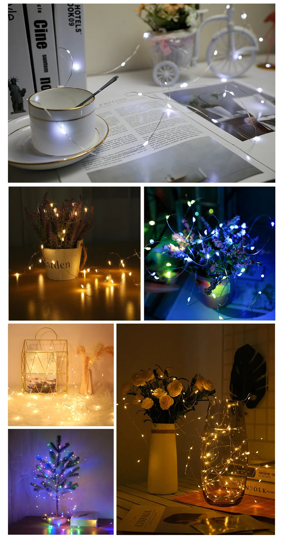 10M 5M 3M 2M Copper Wire LED Tinsel Garland Fairy Lights