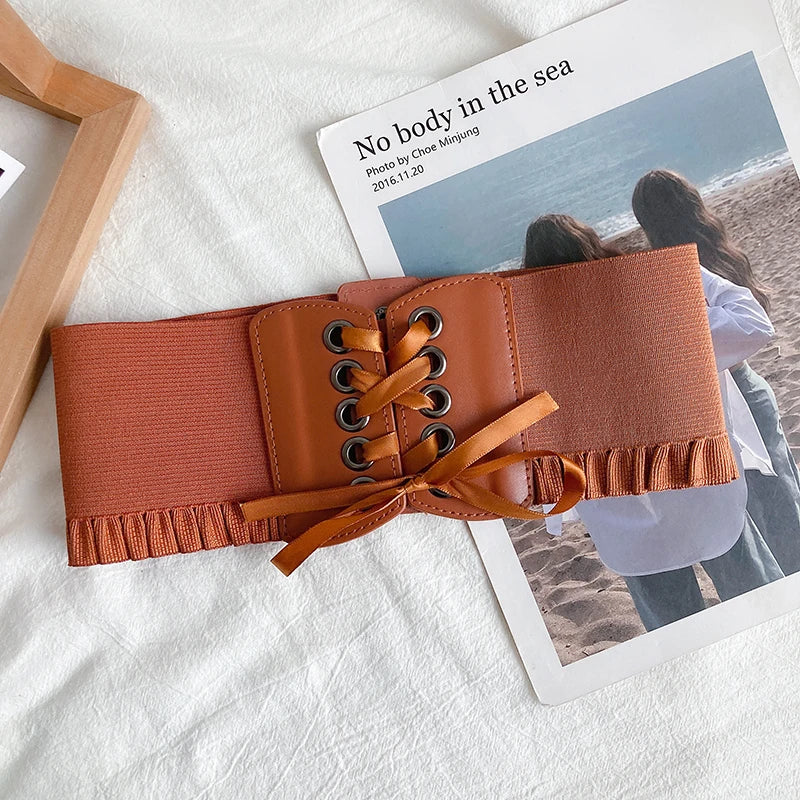 1pcs Women's Wide Black Belt with Buckle for Daily Wear