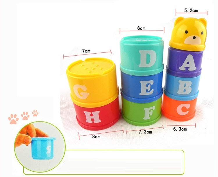 9PCS Set Funny Stacking Cups Toys for Kids Rainbow Learning