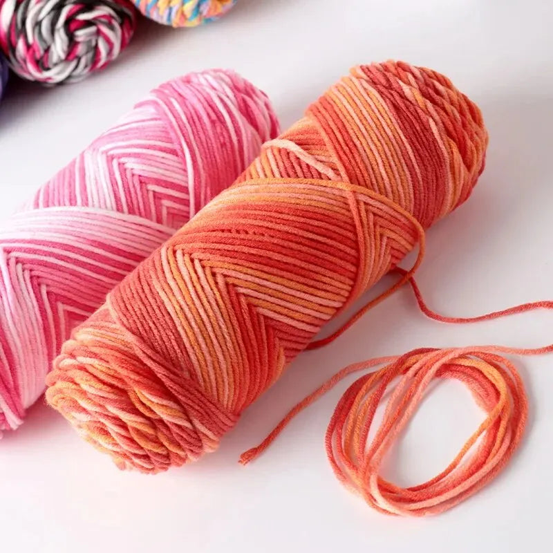 2 PCs Colorful 5-Strand Dyed Milk Cotton Baby Yarn DIY Scarf