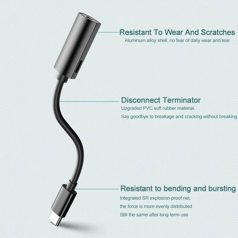 2 in 1 USB C to 3.5mm Jack Headphones Adapter Charger for Samsung Galaxy S24 S23 S22 Ultra A54 A34 A53 Note 20 10