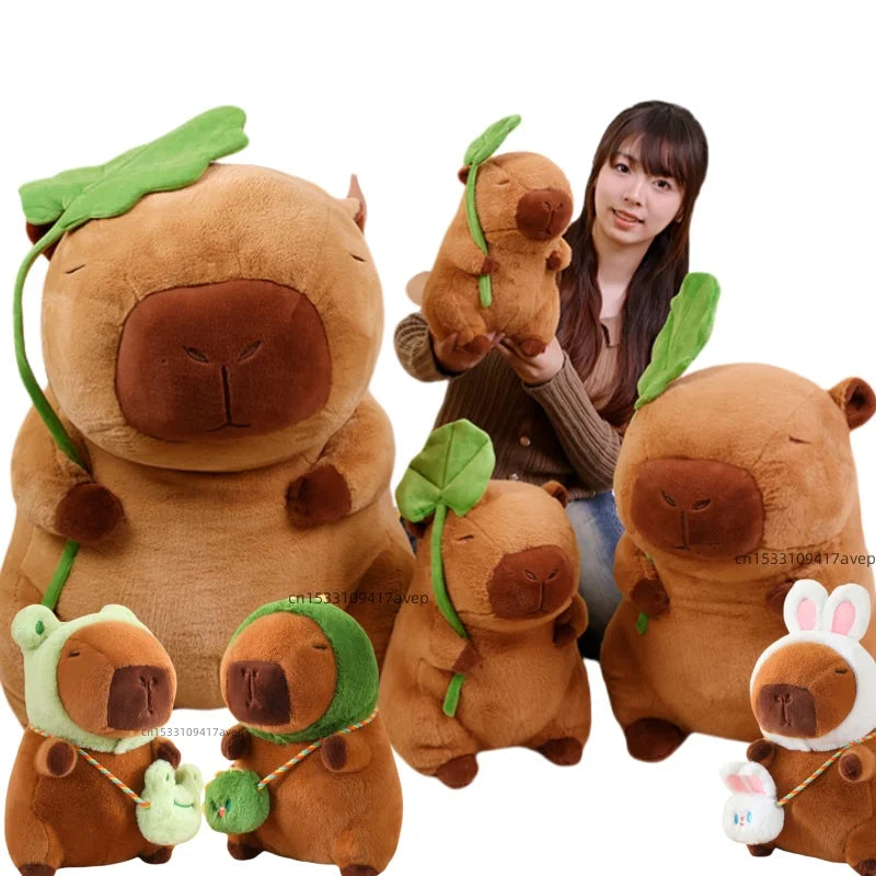 30-85cm Giant Lotus Leaf Umbrella Capybara Plush Toy