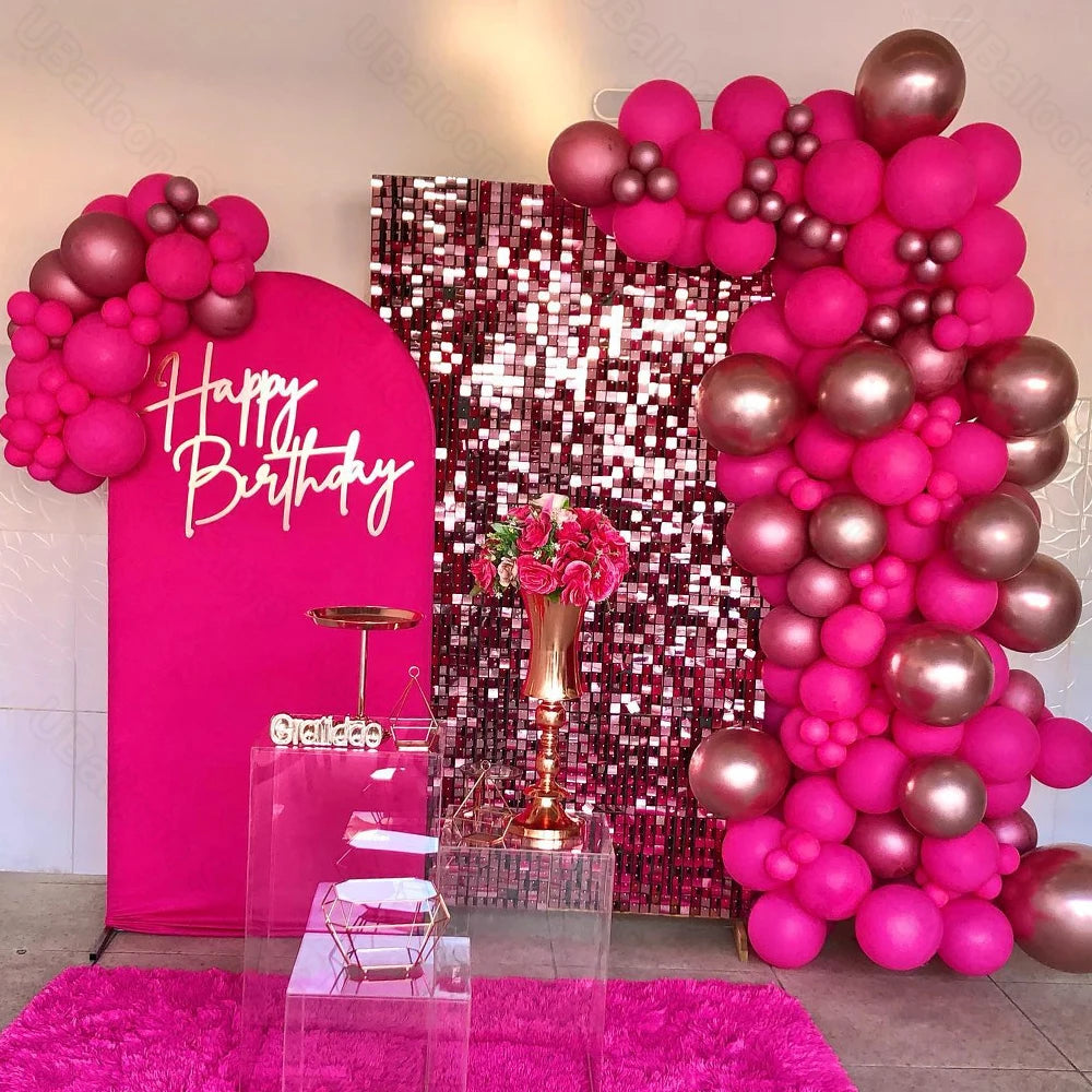 2M Chiara Arch Cover Double Sided White and Hot Pink Fabric Backdrop for Birthday Baby Shower and Wedding Decorations