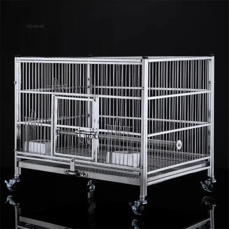 Large Capacity 304 Stainless Steel Bird Cage Luxury Breeding Cage Lovebirds Mating Box Multifunctional Bird House Parrot Cages