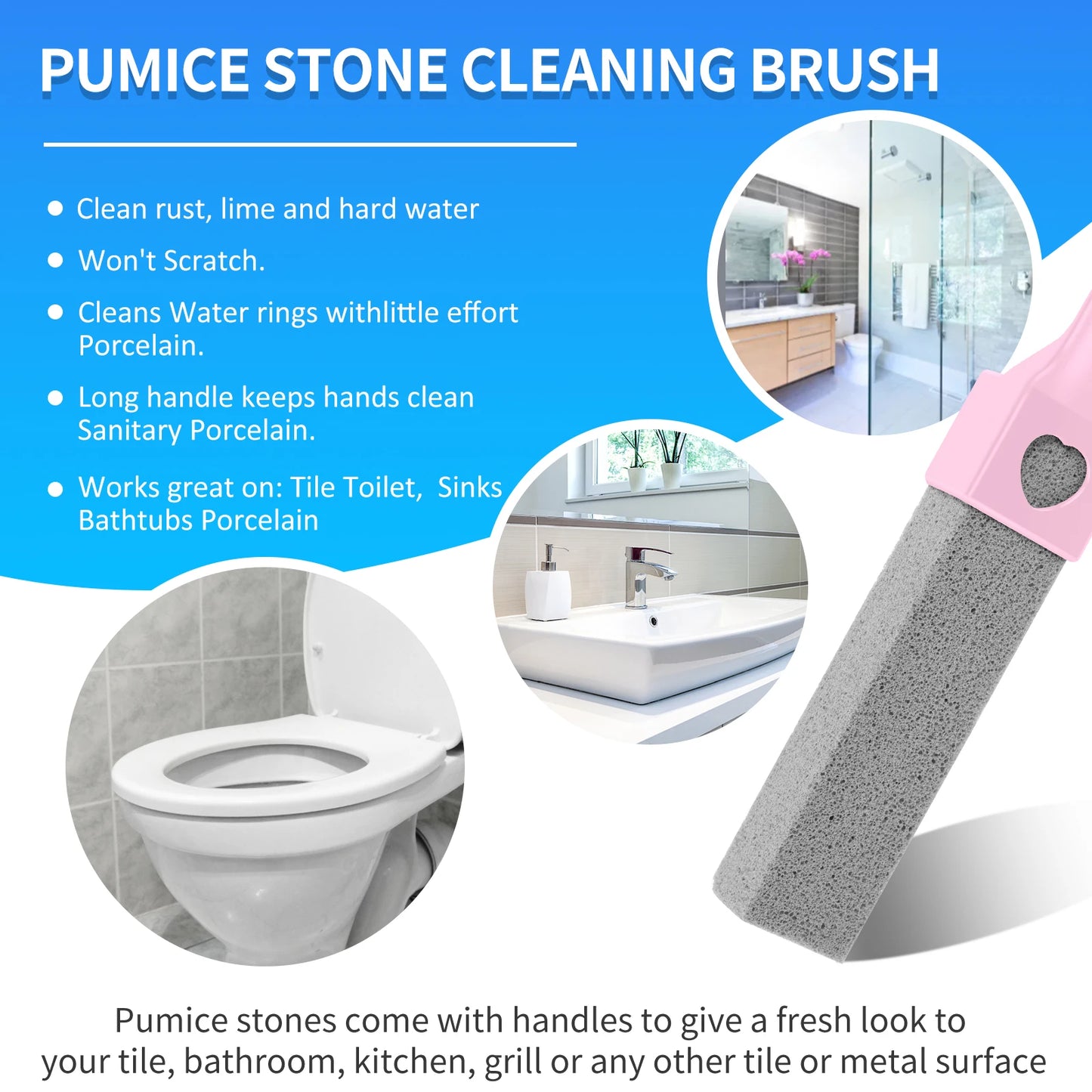 15 Piece Pumice Stone Toilet Bowl Cleaner Set with Ergonomic Handle for Effortless Bathroom Cleaning