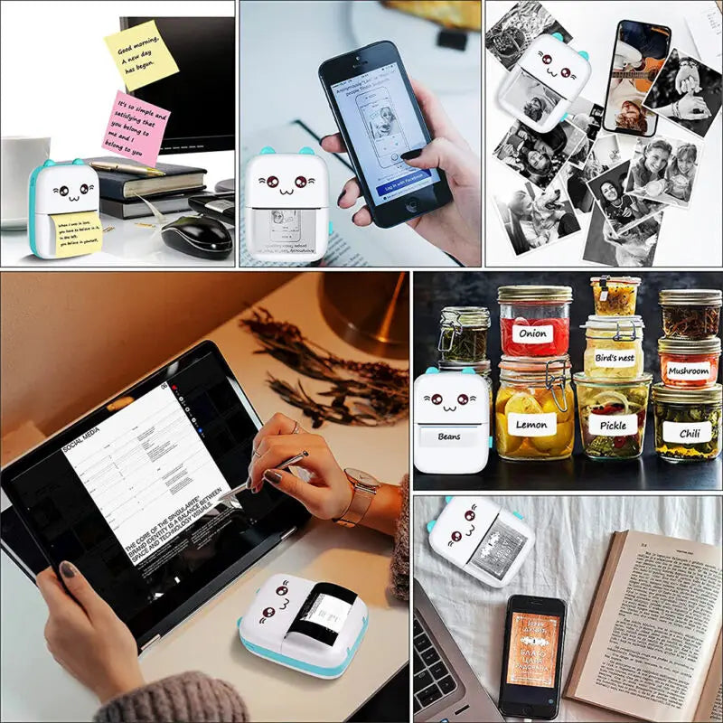 Mini Photo Pocket Printer Portable Ink-free Thermal 57mm Wireless BT 200dpi for Android iOS