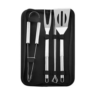 Stainless Steel BBQ Tool Set with Portable Storage Bag for Outdoor Grilling and Baking