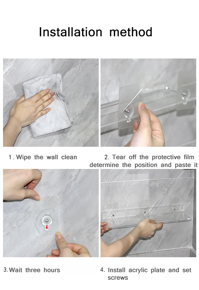 Storage Rack Acrylic Shelf Clear Wall Mounted Floating Ledge Organizer