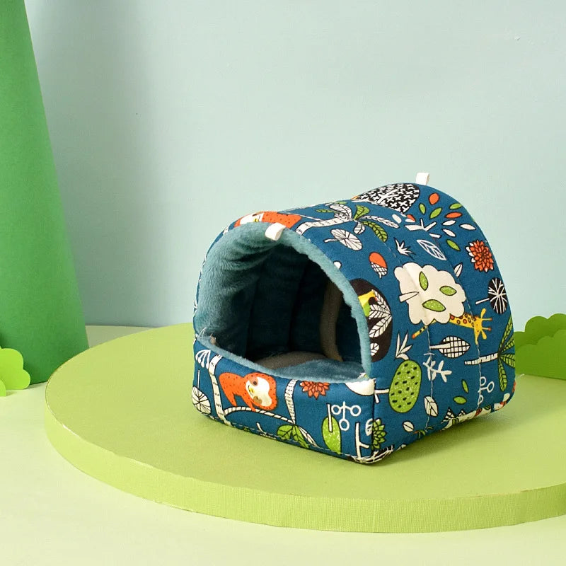 Cute Cartoon Bird parrot Mini Cage Guinea Pig Nest Small Animal Mice Rat Pet Sleeping Bed Hamster House Winter Warm Soft Mat