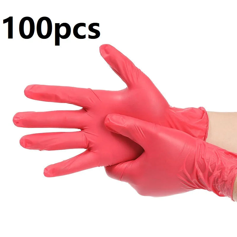 Pink Nitrile Disposable Household Gloves XS to L Elastic Latex Free Waterproof Durable Cleaning Tool