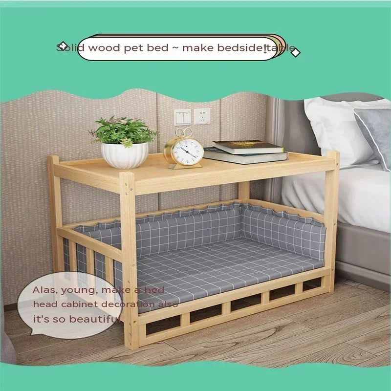 Simple Wooden Dog Bed Multifunctional Bedside Dog House Environmentally Friendly and Practical Pet Bed Light Luxury Dog Room