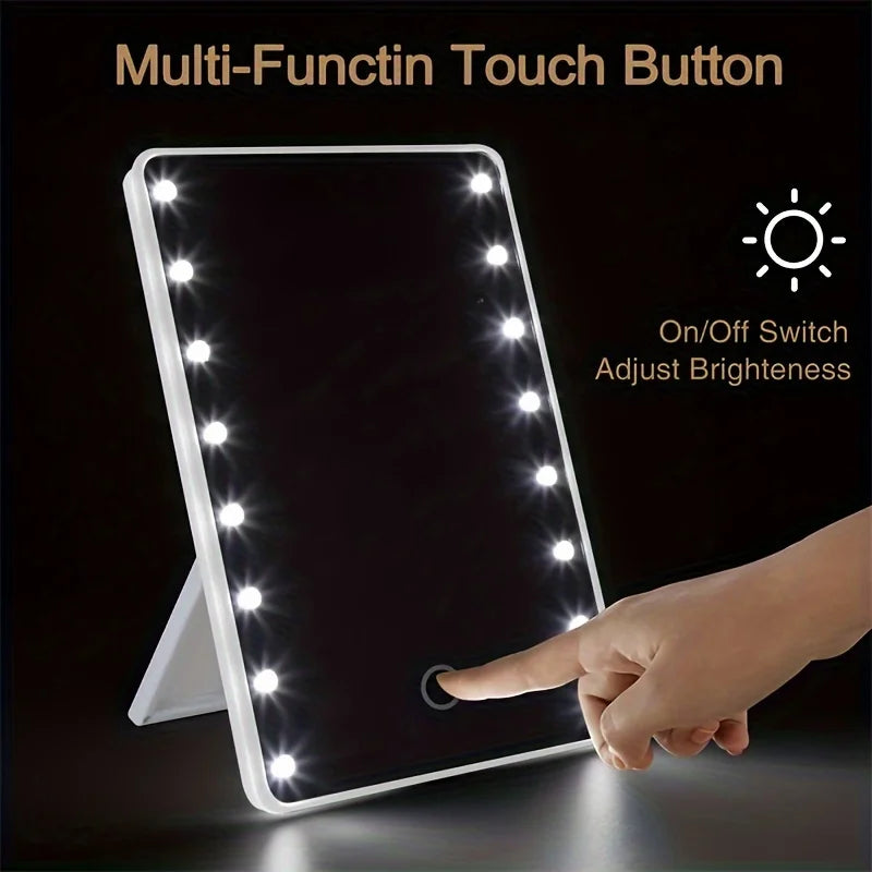 Makeup Mirror With 16 LEDs Touch Dimmer USB Battery Operated Portable Cosmetic Mirror For Tabletop Bathroom And Travel
