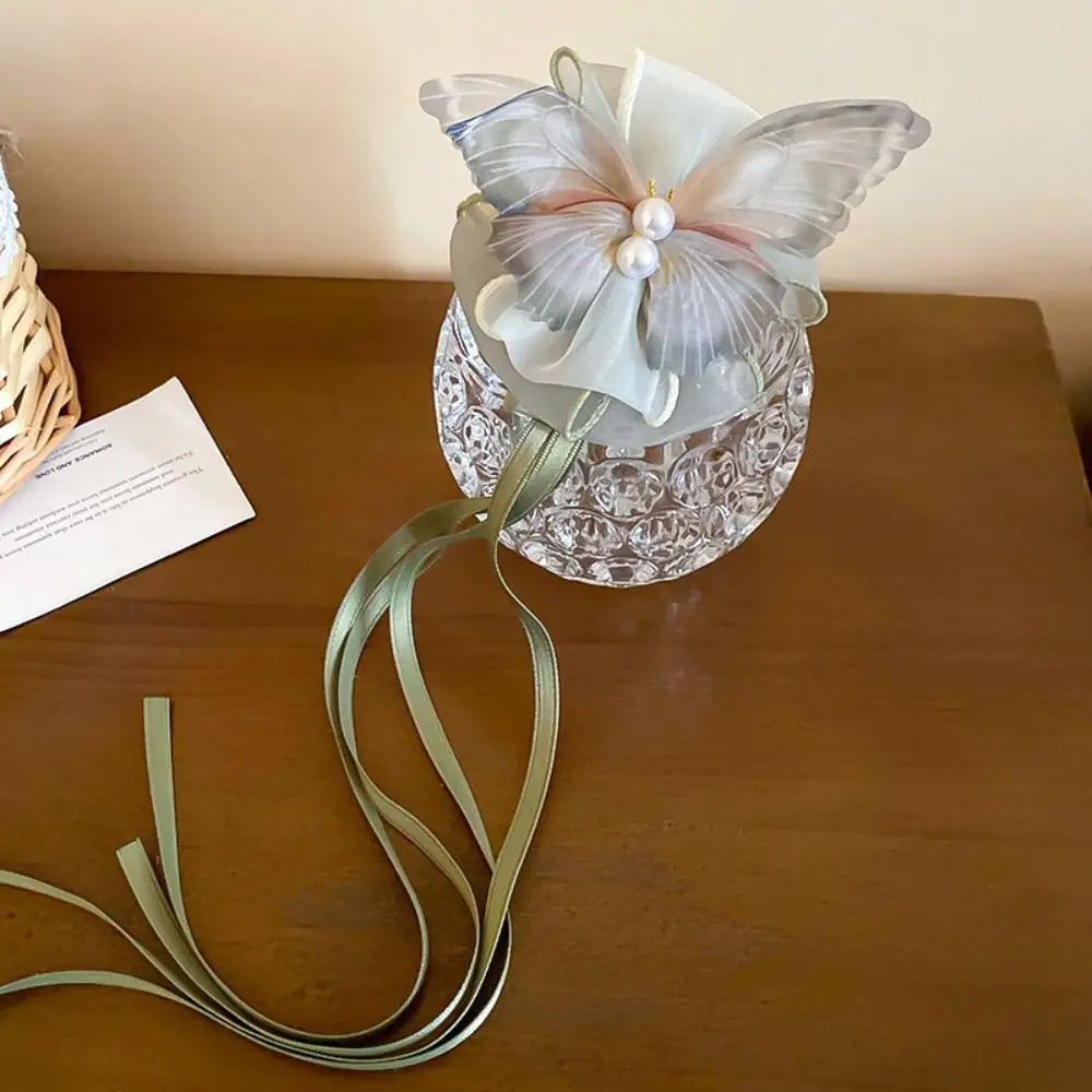 Fashion Mesh Butterfly Hair Claw Ribbon Bowknot Shark Clip Women