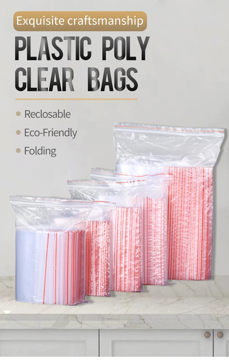 100pcs/Pack Small Zip Lock Plastic Bags 0.05mm Thick