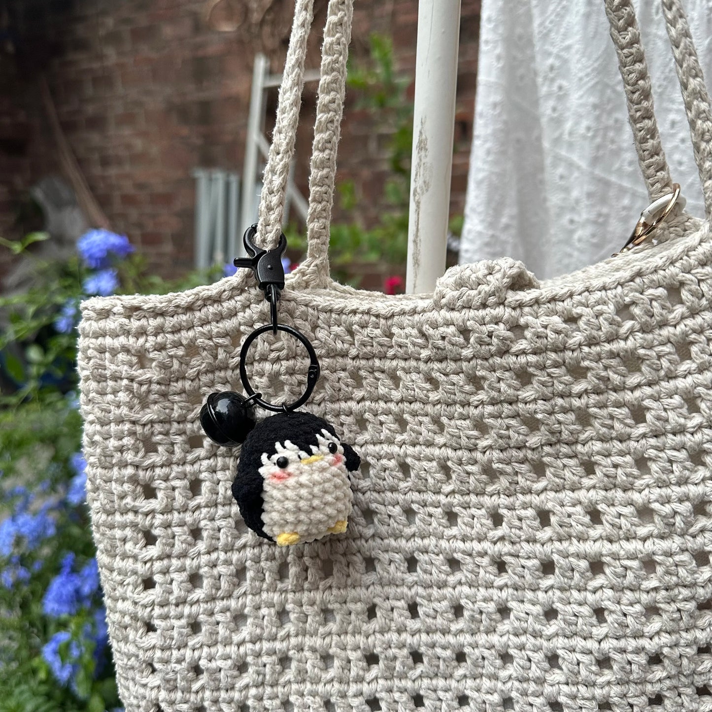 Handmade Cute Cotton Wool Penguin Doll Crochet Keychain