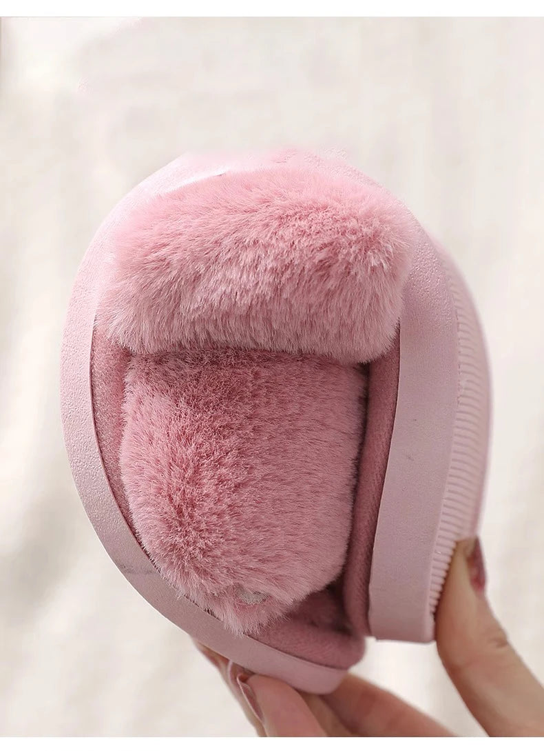 Winter Cross Imitation Rabbit Fur Slippers for Women