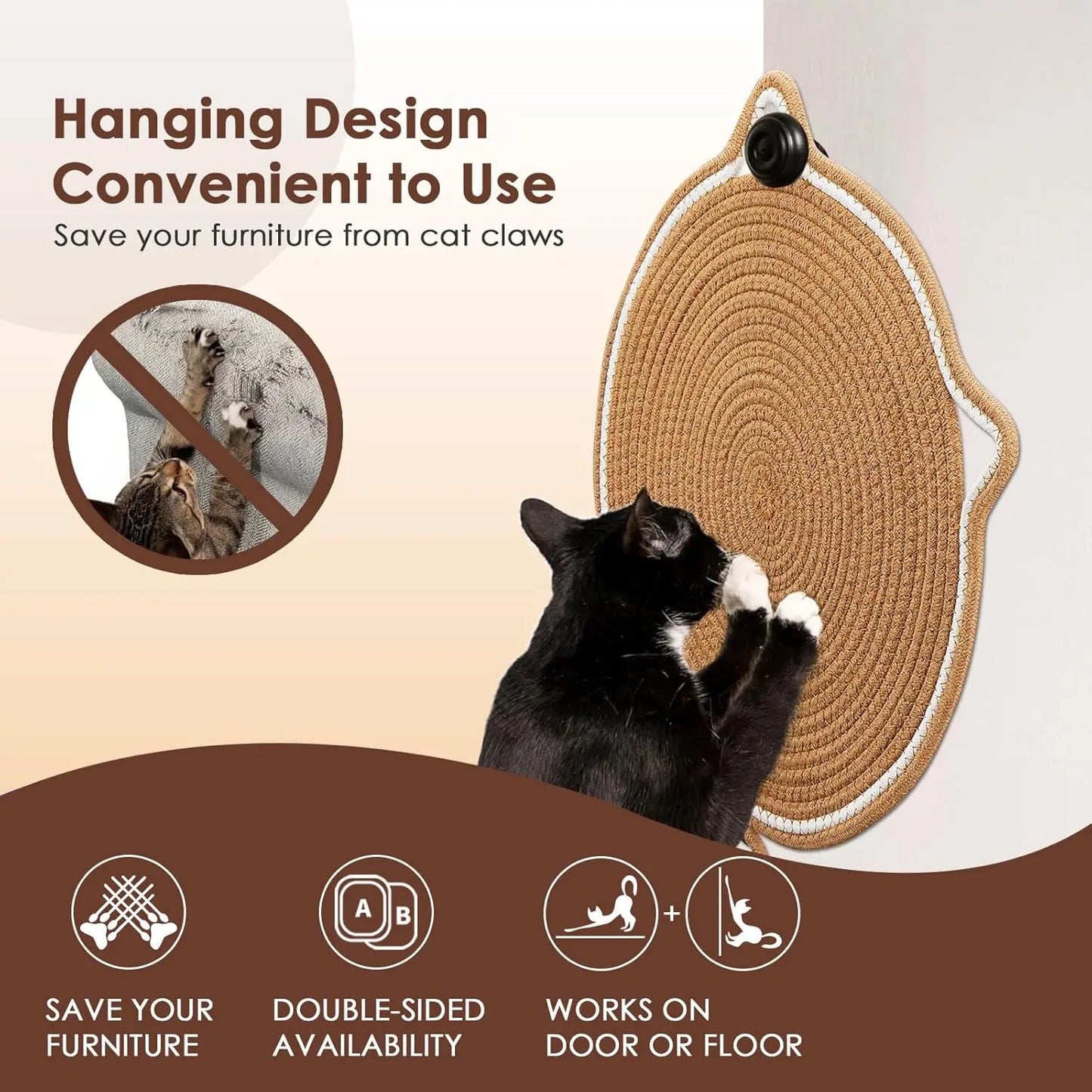 Cotton Rope Cat Scratching Post Mat Cat Scratcher Tool Funny Cat Toys for Grinding Claws Wear-Resistant Cat Scraper Pet Product