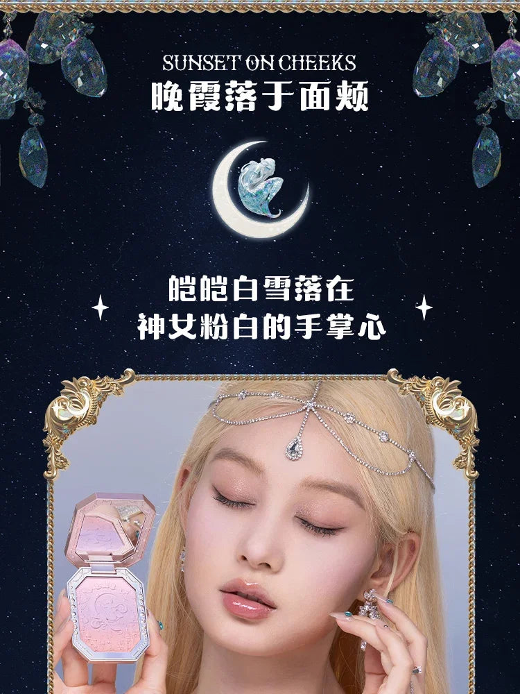 Flower Knows Tri-Color Gradient Cheek Blush Moonlight Mermaid Matte Finish Vegan Cruelty Free Makeup