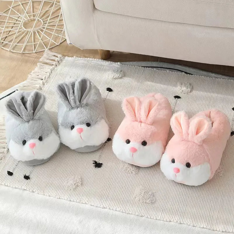 Cute Cartoon Rabbit Cotton Slippers Warm Non-slip Plush Shoes