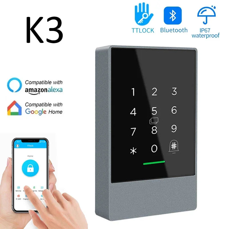 TTLOCK K3 K3F Fingerprint Access Control Door Opener with NFC Bluetooth Electric Gate Keypad and RFID Card 13.56MHz