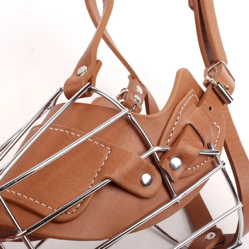 Adjustable Breathable Leather Dog Muzzle Anti Biting Protection Mask for Safe Pet Walking