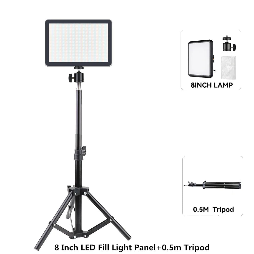 8/12 Inch LED Photography Video Light Panel Kit With Tripod
