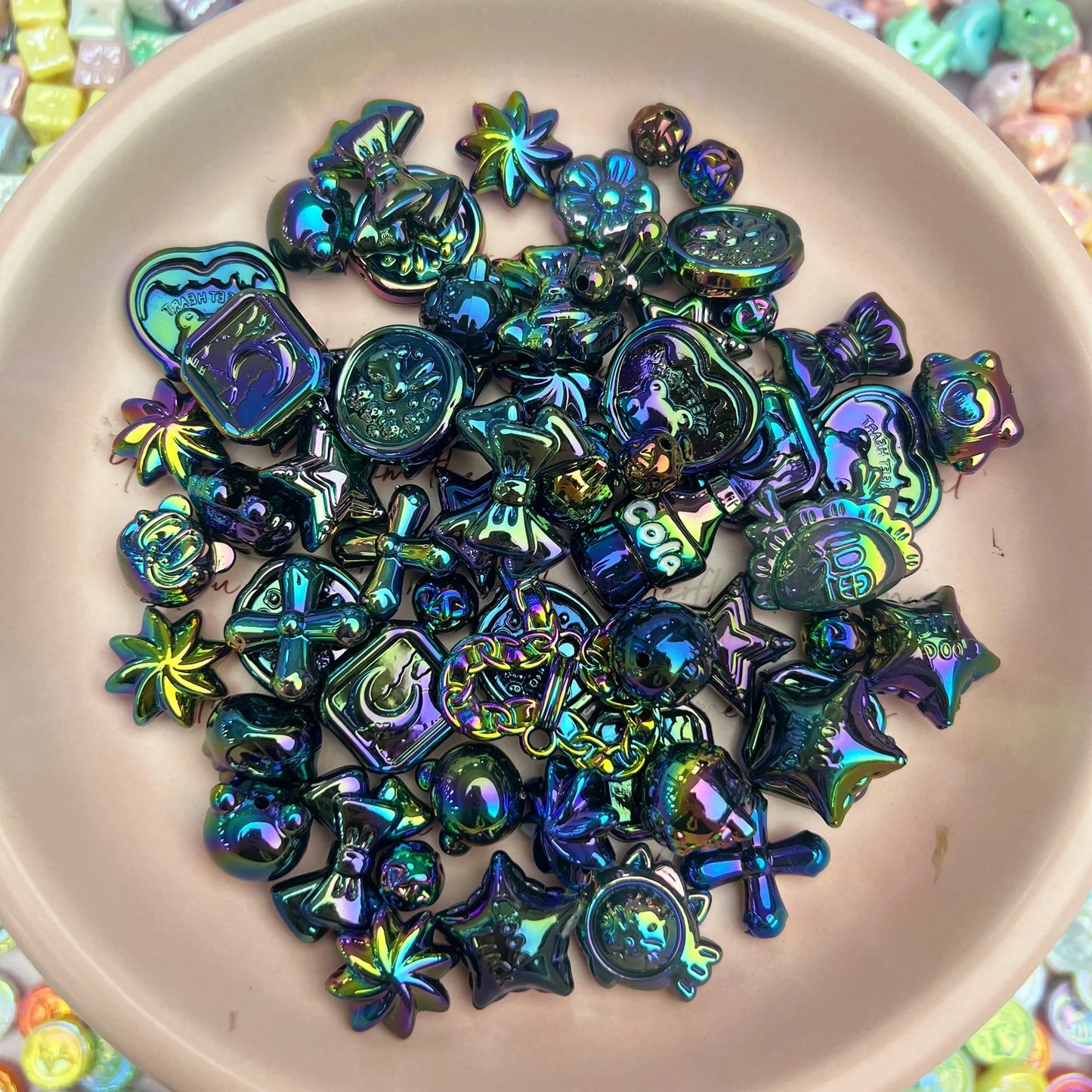 20g Y2K Mixed Bowknot Flower Heart Acrylic Cute Beads for DIY Jewelry Craft