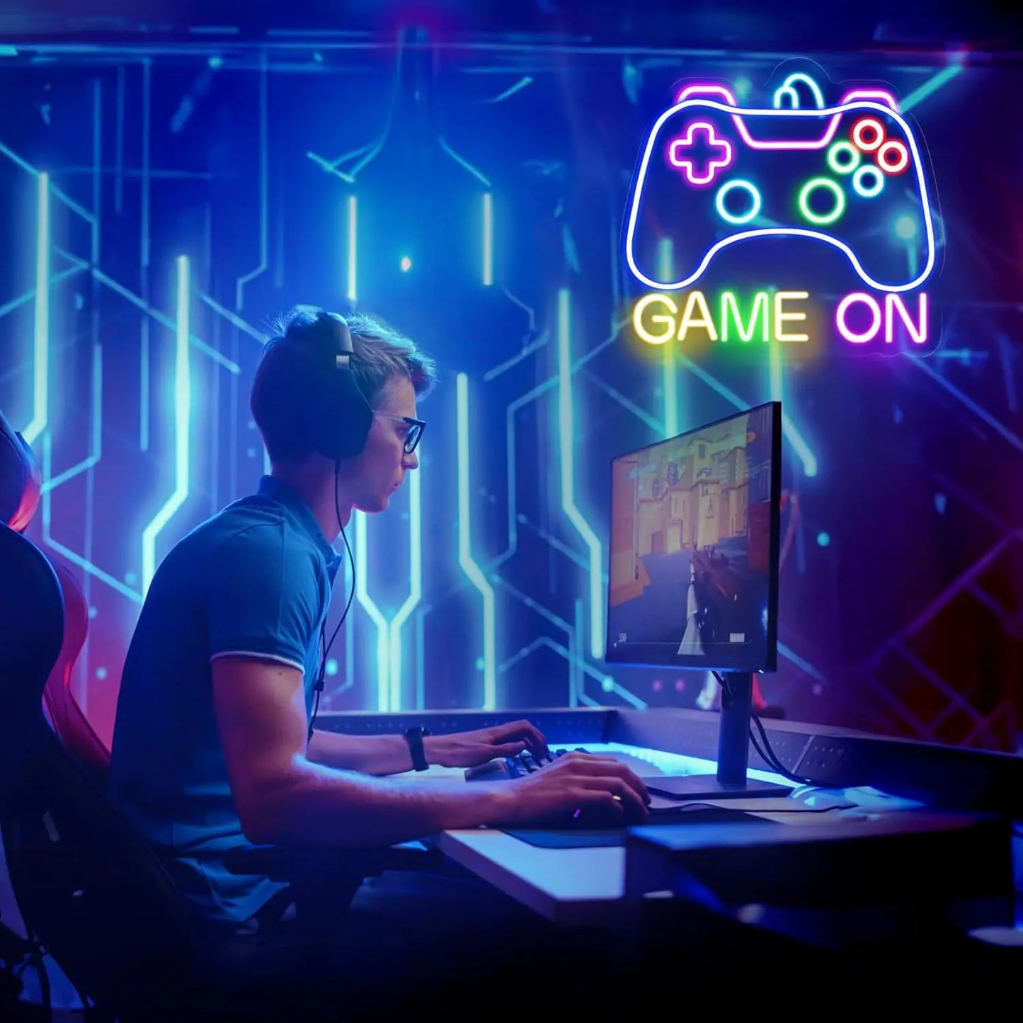 Gamer Neon Sign LED Wall Decor for Teen Bedroom Gifts