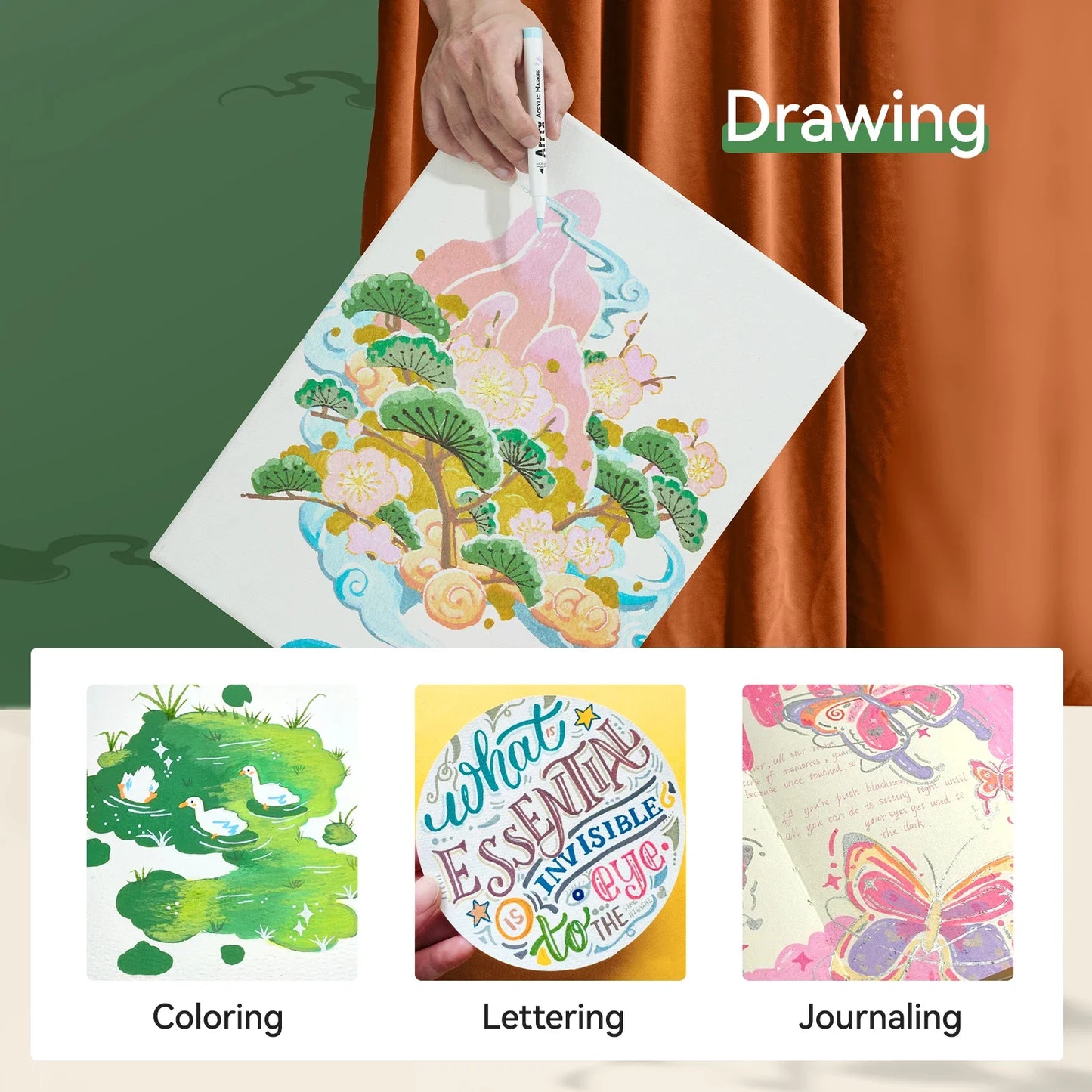 Arrtx 90 Colors Paint Markers Brush Tip for DIY Crafts