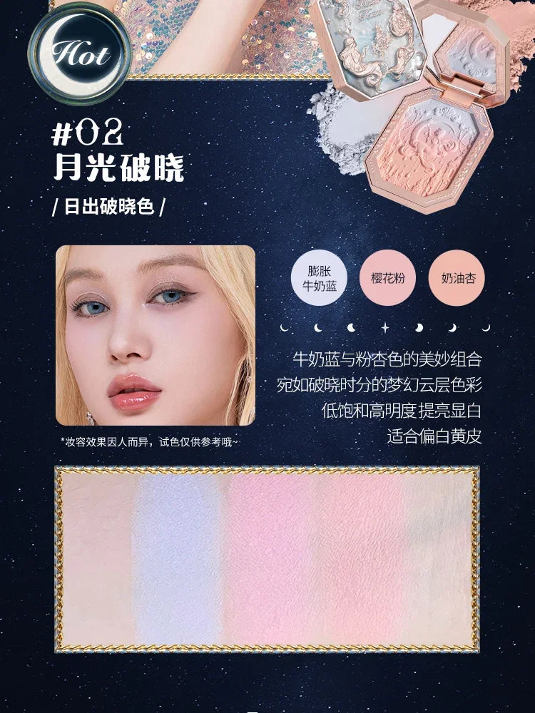 Flower Knows Tri-Color Gradient Cheek Blush Moonlight Mermaid Matte Finish Vegan Cruelty Free Makeup