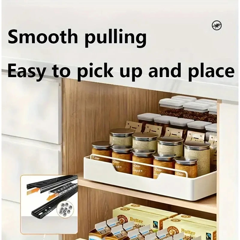 New Kitchen Storage Rack with Slide Rails Pull-out Drawer Organizer
