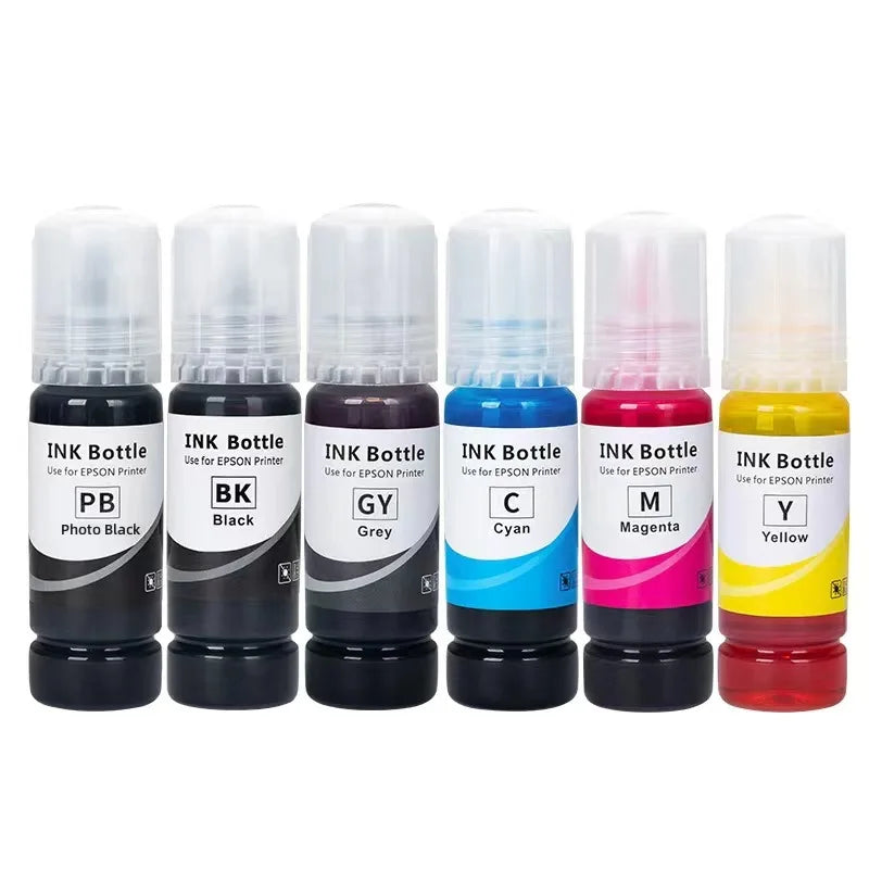 Dye Ink 115 T115 Premium Compatible Bulk Bottle Water Based Refill Ink for Epson EcoTank L8160 and L8180 Printers 70ml Each Color