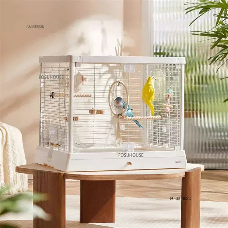Home Luxury Parrot Cage Pet Breeding CagePanoramic Glass High-definition Transparent Bird Cages Outdoor Portable Budgie Cage W