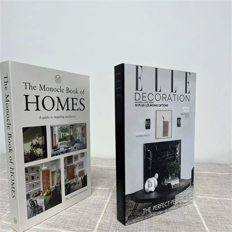 2 Piece Luxury Fake Book Decoration Set for Home and Cafe Decor Vintage Style Ornaments for Study and Club