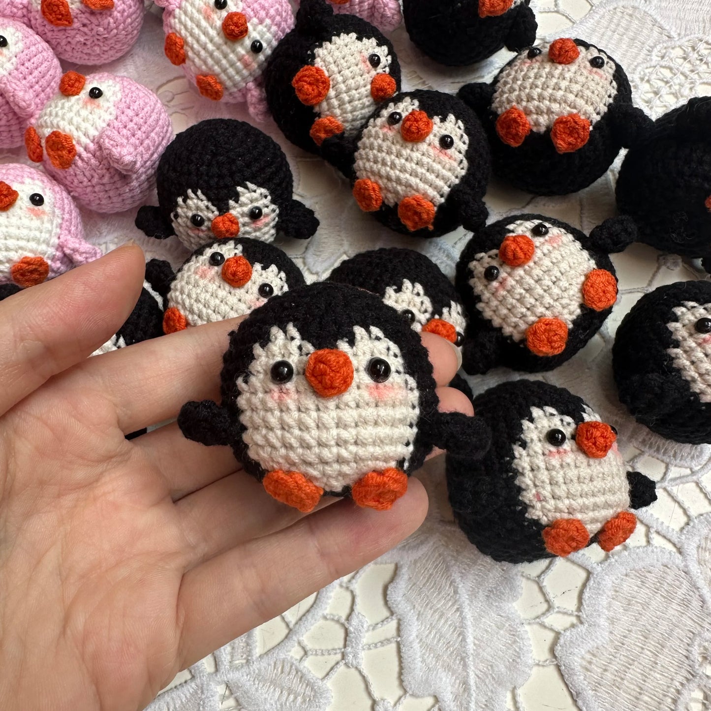 Handmade Cute Cotton Wool Penguin Doll Crochet Keychain