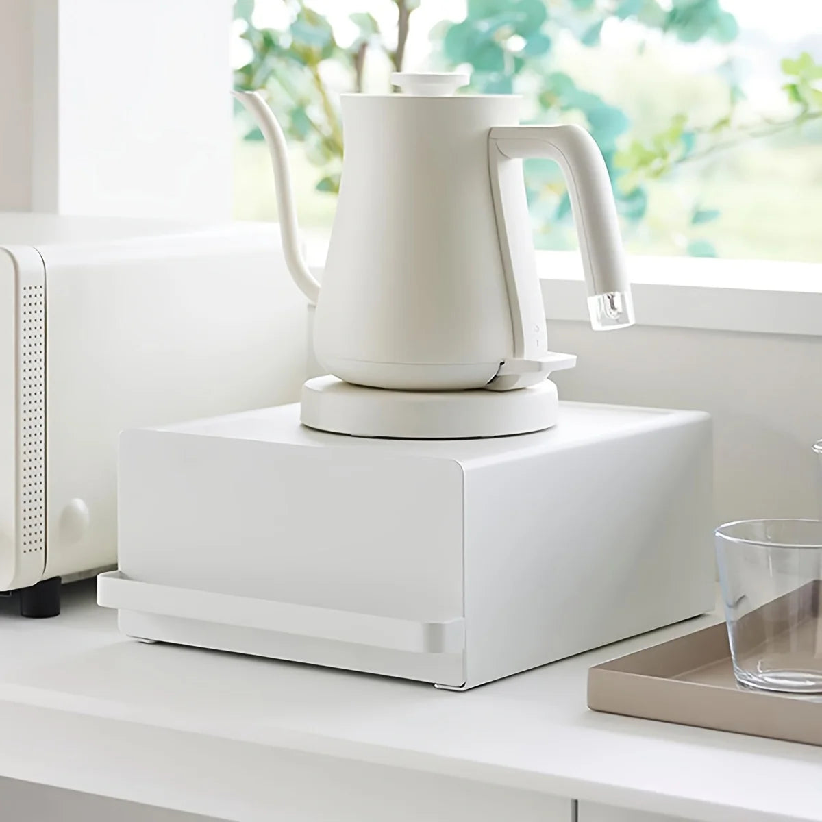 1pc Kitchen Countertop Metal Storage Box with Drawer Organizer